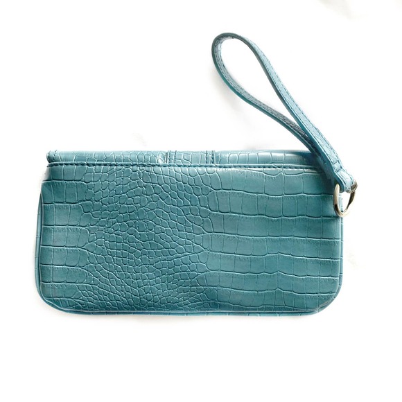 Blue Faux Crocodile Wristlet - Picture 4 of 7